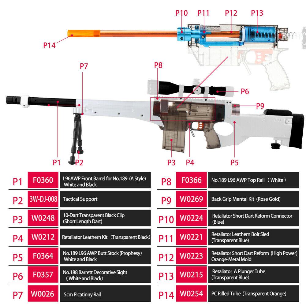 F10555 3D Printing No.189 L96 AWP Top Rail for Nerf Retaliator