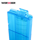 WORKER 10-Dart Magazine Clip Short Length Dart Transparent Blue Quick Reload Clip for Nerf N-Strike Elite Blaster Kids Toy - Worker4Nerf