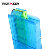 WORKER 10-Dart Magazine Clip Short Length Dart Transparent Blue Quick Reload Clip for Nerf N-Strike Elite Blaster Kids Toy - Worker4Nerf