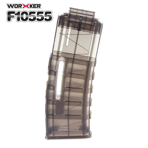 Worker 15-Darts Magazine Clip for Nerf Blasters F10555 (Transparent Black) - Worker4Nerf
