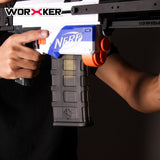 Worker 12-Dart Magazine Clip for Nerf N-Strike Blasters (Black Transparent) - Worker4Nerf