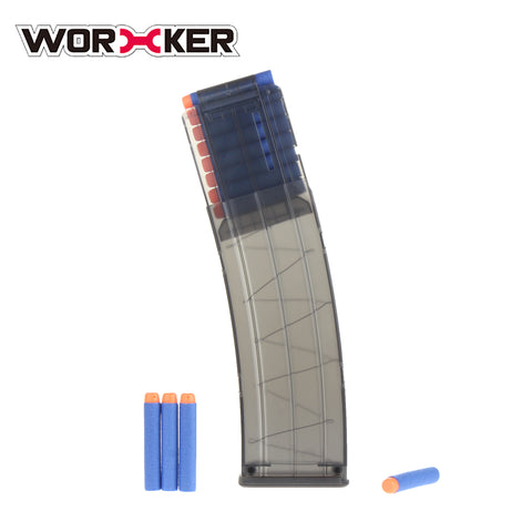 Worker 22-darts Banana-style Magazine Clip for Nerf Blasters [Black Transparent] - Worker4Nerf