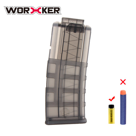 WORKER 12 Stefan Short Darts Magazine for Modified Nerf Blasters (Black Transparent) - Worker4Nerf